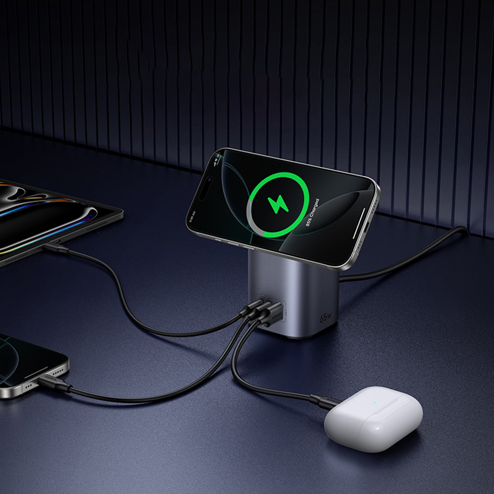 Caricabatterie Wireless UGREEN X555 4in1, 65W, 3.25A, 1 x USB-A - 2 x USB-C, Grigio