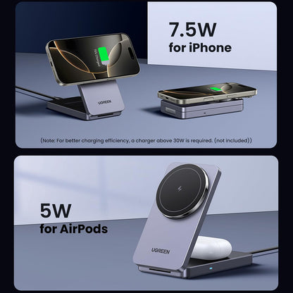 UGREEN W528 2in1 Wireless Network Charger, 20W, 1.67A, Black