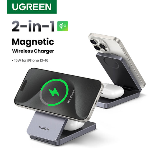 Caricabatterie Wireless UGREEN W706 2in1, 20W, 1.67A, Nero