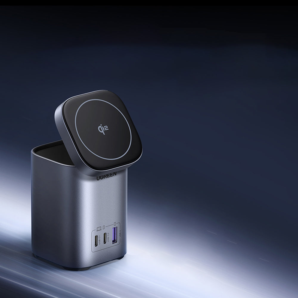 Caricabatterie Wireless UGREEN X555 4in1, 65W, 3.25A, 1 x USB-A - 2 x USB-C, Grigio