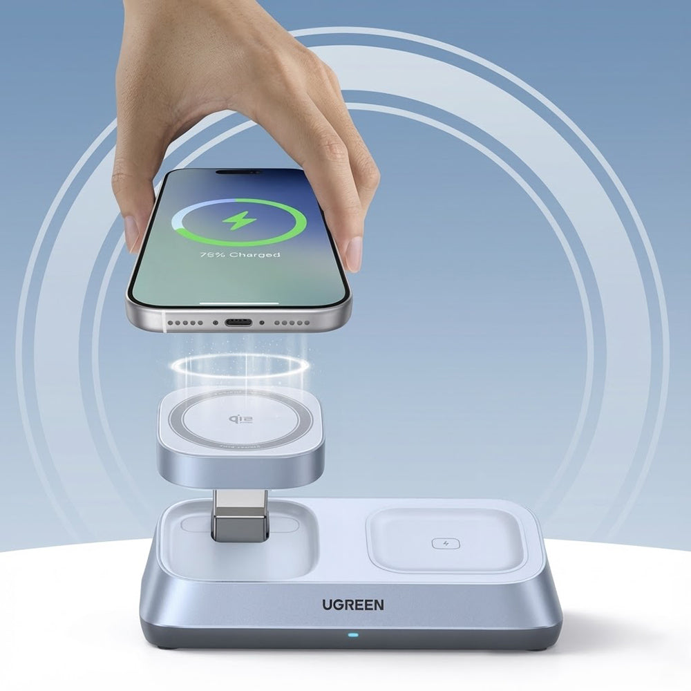 Caricabatterie Wireless UGREEN W711 3in1, 25W, 1.67A, Blu