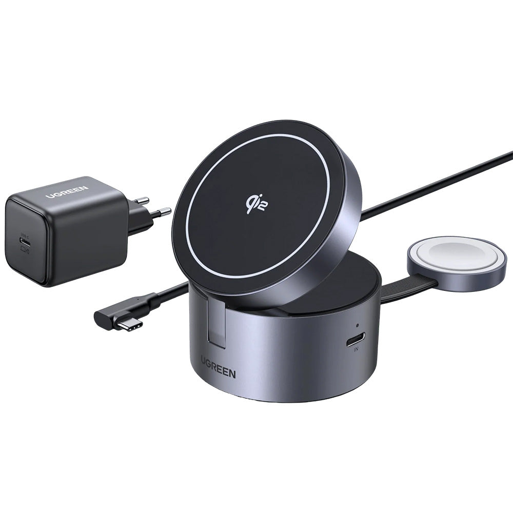 Caricabatterie Wireless UGREEN W712 (65148) 3in1, 25W, 1.67A, Grigio