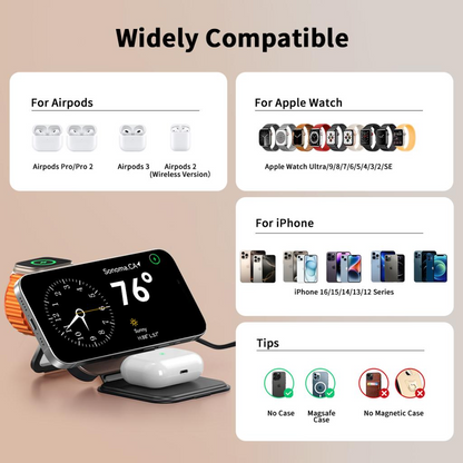 Caricabatterie Wireless Retea XO Design CX035 3in1, 15W, 1.67A, Nero