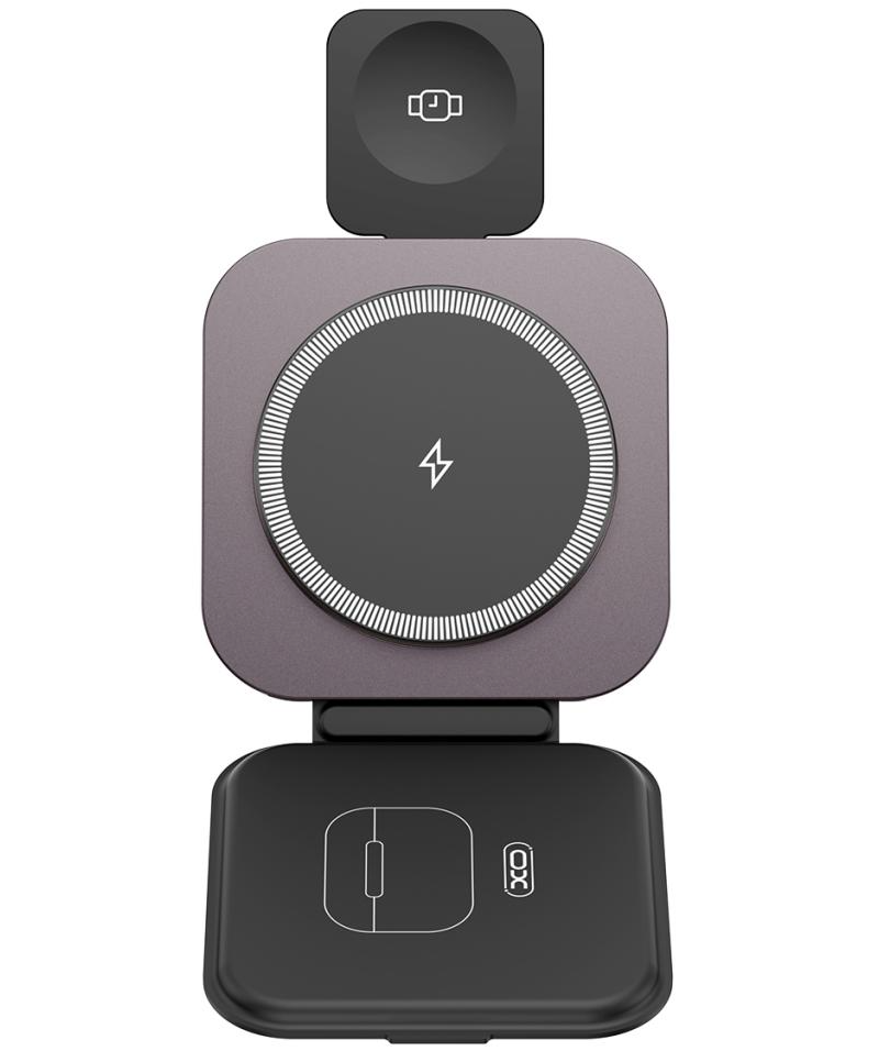 Caricabatterie Wireless Retea XO Design CX035 3in1, 15W, 1.67A, Nero
