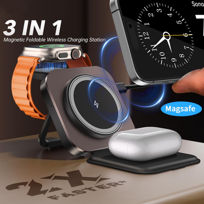 Caricabatterie Wireless Retea XO Design CX035 3in1, 15W, 1.67A, Nero