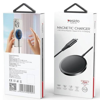 Caricabatterie Wireless Yesido DS21, 15W, 1.67A, Nero