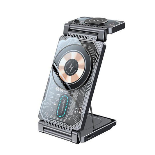 Caricabatterie Wireless Yesido DS25 3in1, 15W, 1.67A, Nero