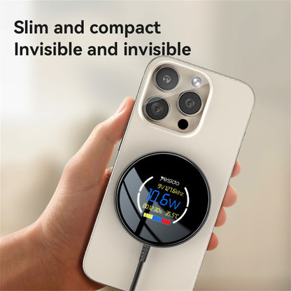 Caricabatterie Wireless Yesido DS28 Display, 15W, 1.67A, Nero