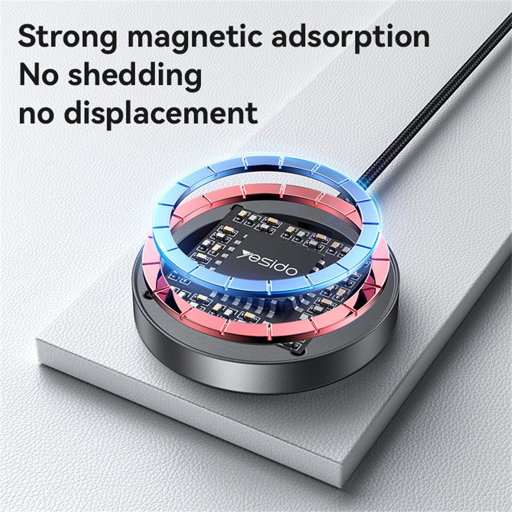 Caricabatterie Wireless Yesido DS28 Display, 15W, 1.67A, Nero