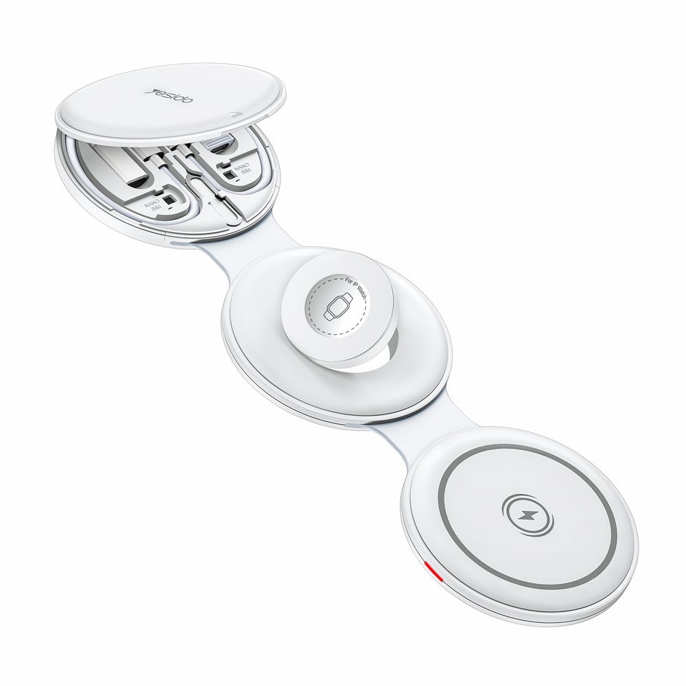 Caricabatterie Wireless Yesido DS29 5in1, 15W, 1.67A, Bianco