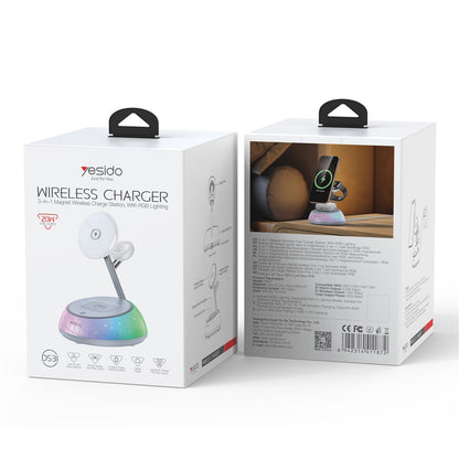 Caricabatterie Wireless Yesido DS31 3in1, 15W, 1.67A, Bianco