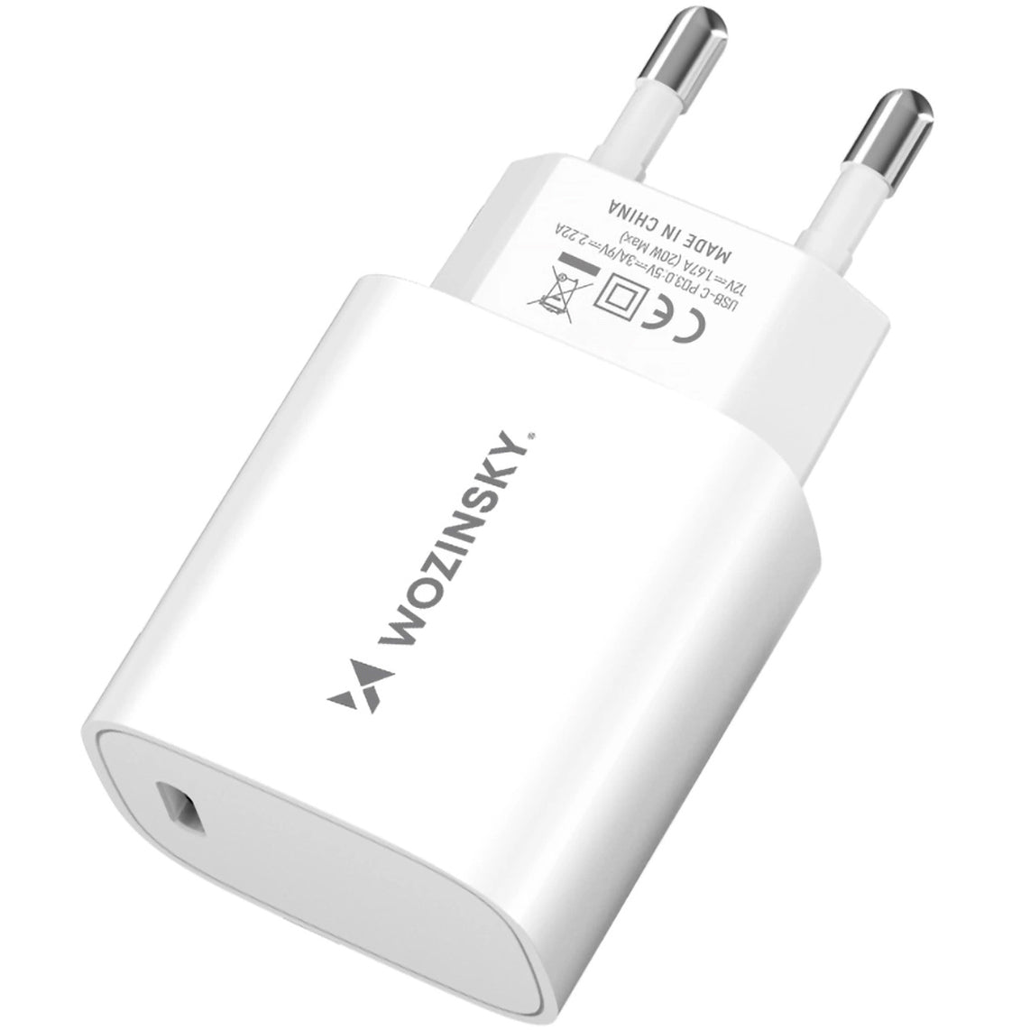 Caricatore da rete WZK WGWCCW, 20W, 3A, 1 x USB-C, Bianco