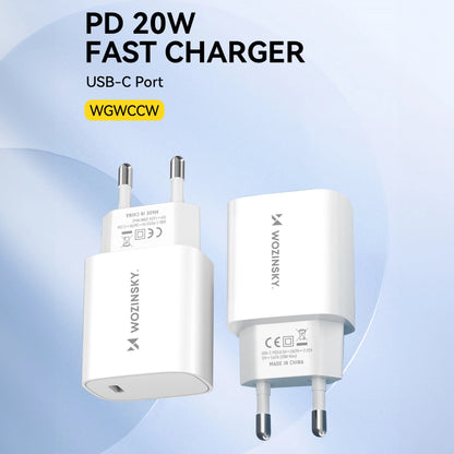 Caricatore da rete WZK WGWCCW, 20W, 3A, 1 x USB-C, Bianco