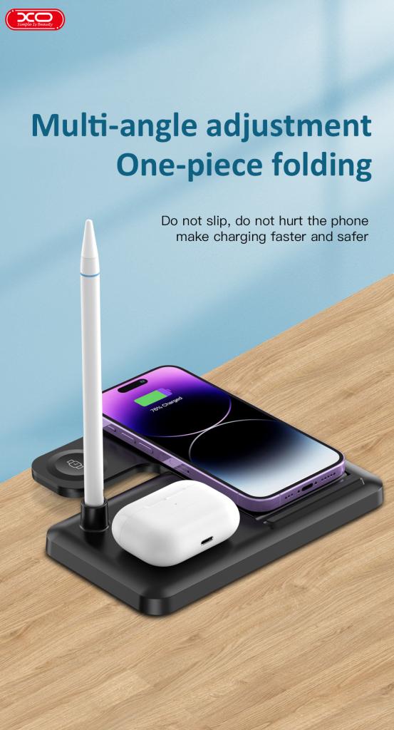 Caricabatterie Rete Wireless XO Design WX033 4in1, 15W, 1.67A, Nero