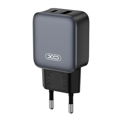 Caricabatterie Rete XO Design L154, 20W, 3A, 1 x USB-A - 1 x USB-C, Nero