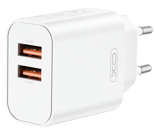 Caricabatterie Rete XO Design CE34, 12W, 2.4A, 2 x USB-A, Bianco