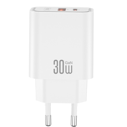 Caricatore da rete XO Design CE42, 30W, 3A, 1 x USB-A - 1 x USB-C, Bianco