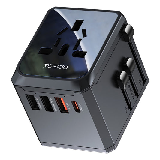 Caricabatterie Retea Yesido MC24 Travel, 20W, 3A, 3 x USB-A - 1 x USB-C, Nero