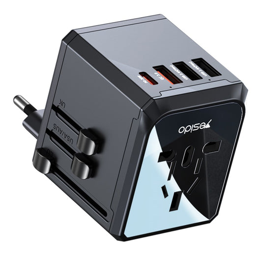 Caricabatterie Retea Yesido MC24 Travel, 20W, 3A, 3 x USB-A - 1 x USB-C, Nero