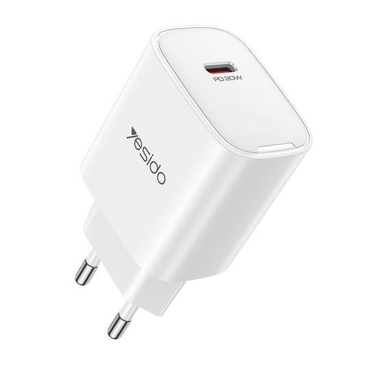 Caricabatterie Rete Yesido YC01E, 20W, 3A, 1 x USB-C, Bianco