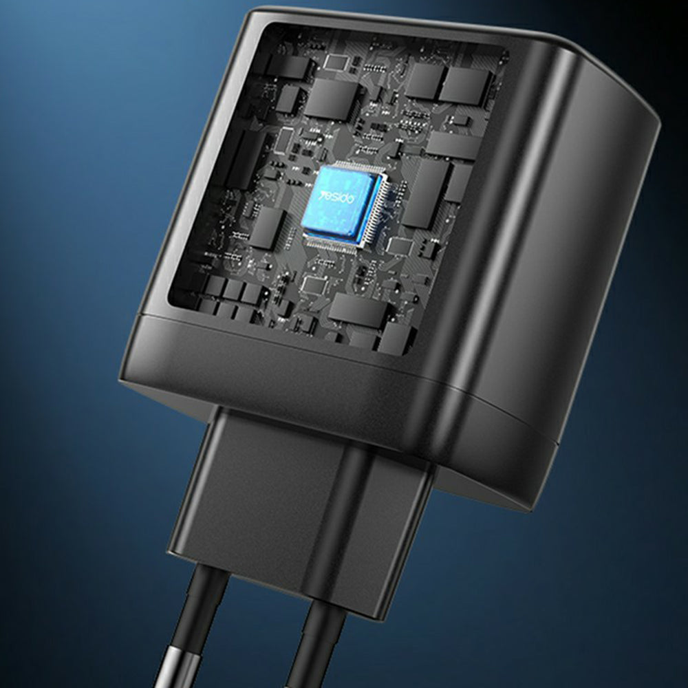 Caricabatterie Rete Yesido YC144, 65W, 3.25A, 1 x USB-A - 2 x USB-C, Nero