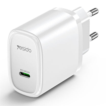 Caricabatterie Rete Yesido YC57, 20W, 3A, 1 x USB-C, Bianco