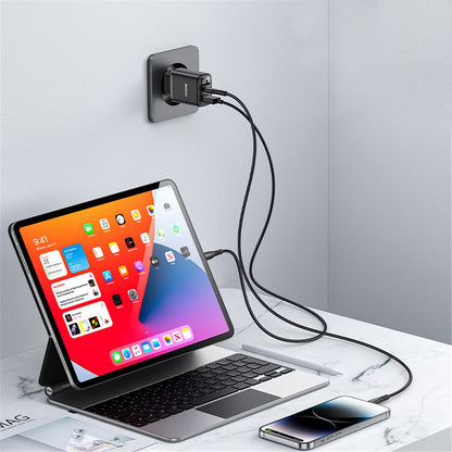 Caricabatterie Rete Yesido YC68, Display 20W, 3A, 1 x USB-A - 1 x USB-C, Nero
