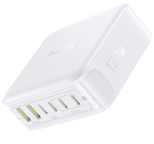 Caricatore Baseus EnerFill FH21, 120W, 3.25A, 2 x USB-A - 4 x USB-C, Bianco E0120T01
