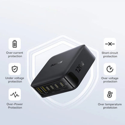 Caricabatterie Stazione Baseus EnerFill FH21, 120W, 3.25A, 2 x USB-A - 4 x USB-C, Nero E0120T00