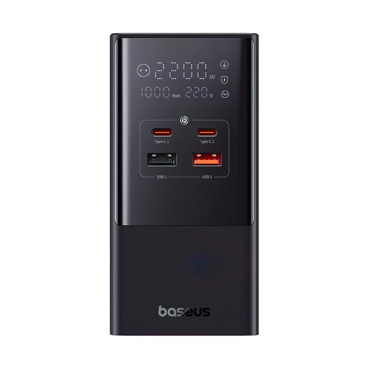 Caricabatterie Stazione Baseus PowerCombo Tower, 100W, 5A, 2 x Schuko - 2 x USB-A - 2 x USB-C, Nero E00023609113-00