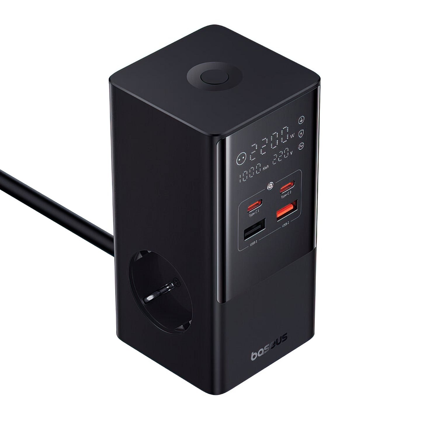 Caricabatterie Stazione Baseus PowerCombo Tower, 100W, 5A, 2 x Schuko - 2 x USB-A - 2 x USB-C, Nero E00023609113-00