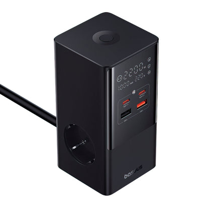 Caricabatterie Stazione Baseus PowerCombo Tower, 100W, 5A, 2 x Schuko - 2 x USB-A - 2 x USB-C, Nero E00023609113-00