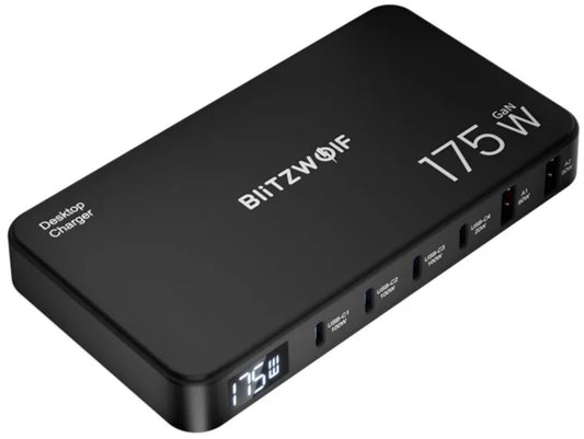 Caricabatterie Stazione BlitzWolf BW-S30, 175W, 5A, 2 x USB-A - 4 x USB-C, Nero