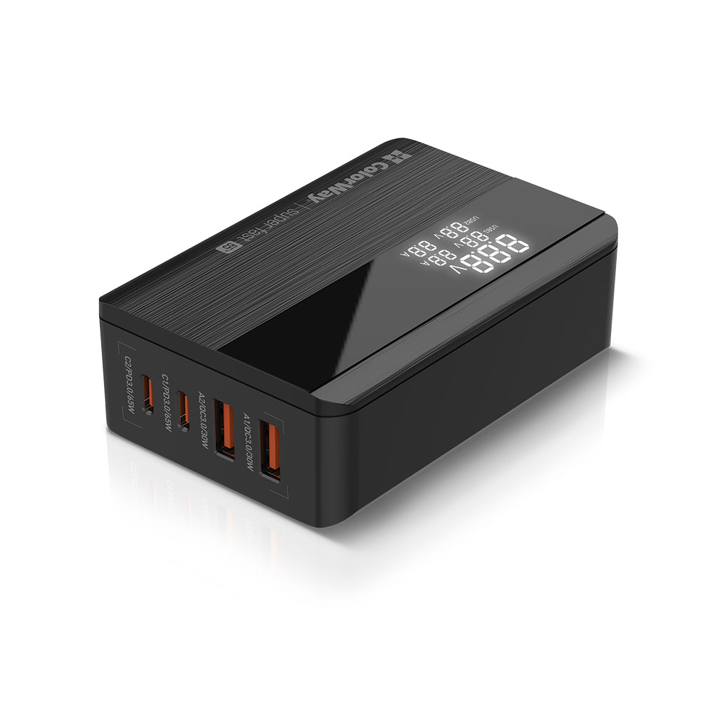 Caricabatterie Stazione ColorWay Display, 65W, 3.25A, 2 x USB-A - 2 x USB-C, Nero