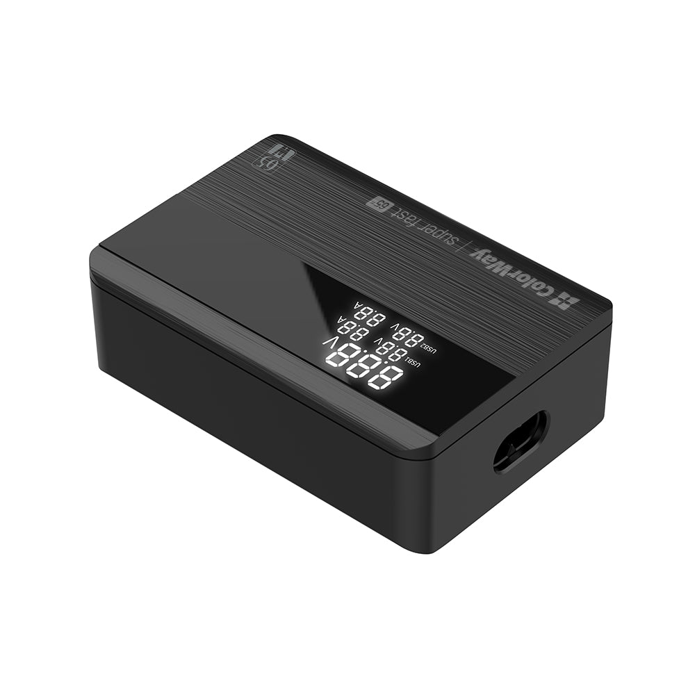 Caricabatterie Stazione ColorWay Display, 65W, 3.25A, 2 x USB-A - 2 x USB-C, Nero