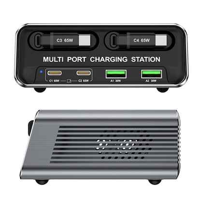 Caricatore Stazione Con Cavo USB-C OEM WLX-60C, 130W, 2 x USB-A - 2 x USB-C, Grigio