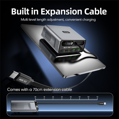 Caricatore Stazione Con Cavo USB-C OEM WLX-60C, 130W, 2 x USB-A - 2 x USB-C, Grigio