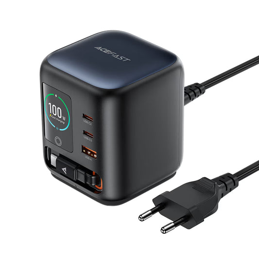 Caricatore Stazione con Cavo USB-C Acefast Z10, 100W, 1 x USB-A - 2 x USB-C, Nero