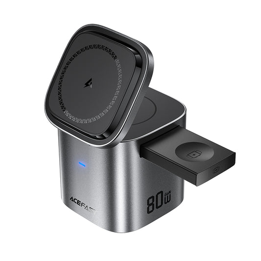 Caricabatterie Stazione Con Cavo USB-C Acefast Z9 QI 6in1, 80W, 1 x USB-C - 1 x USB-A, Nero