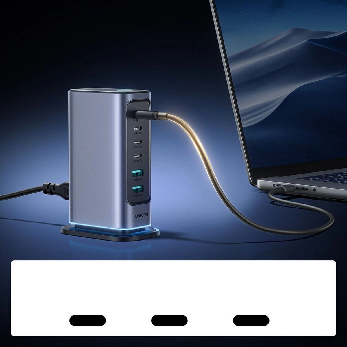 Caricatore Stazione Joyroom JR-TCM02 UK, 65W, 3.25A, 2 x USB-A - 4 x USB-C, Grigio