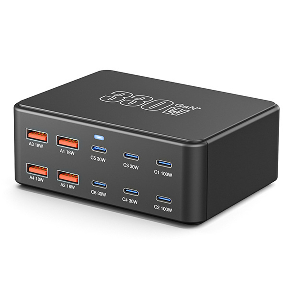 Caricatore Stazione OEM HW66, 330W, 5A, 4 x USB-A - 6 x USB-C, Nero
