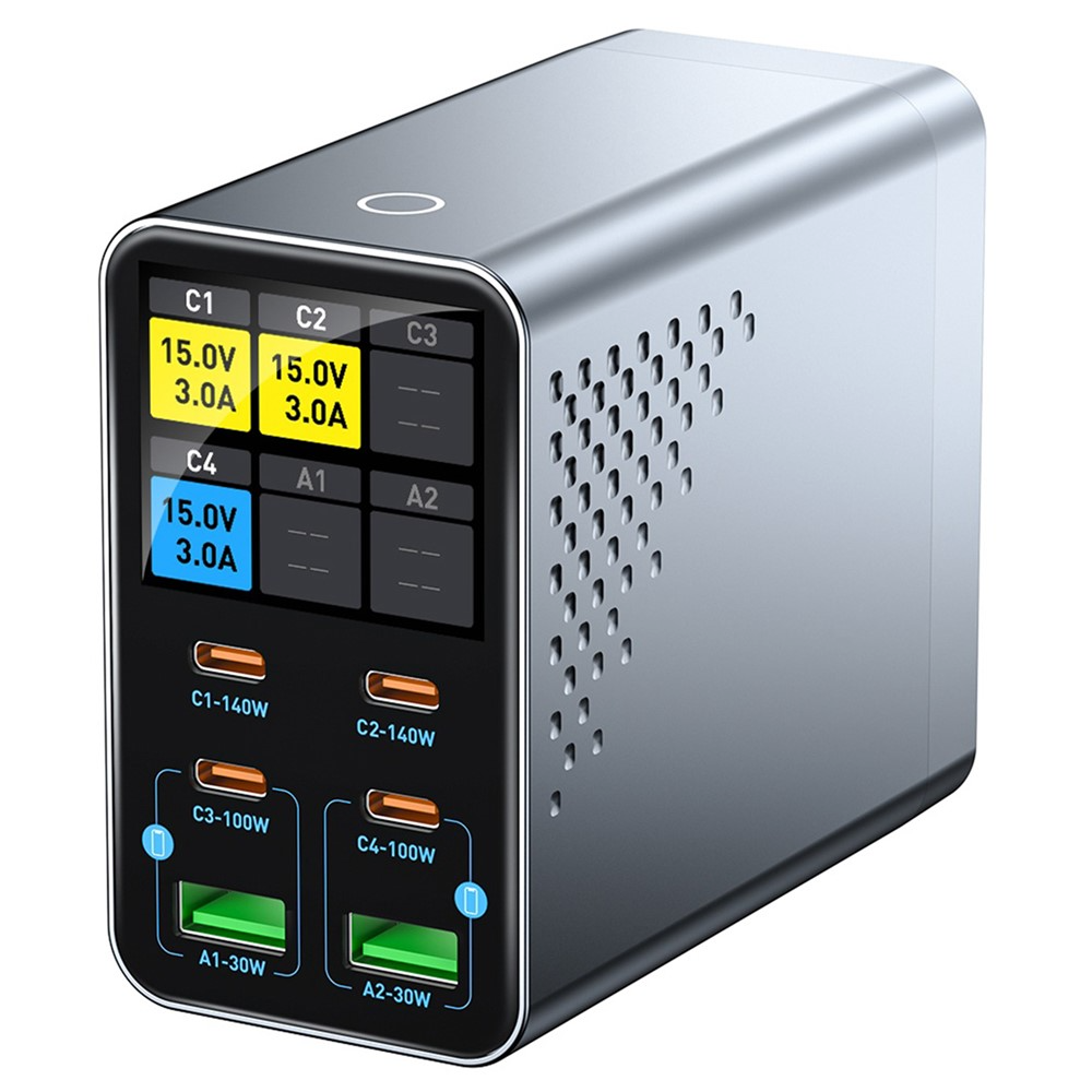 Caricatore Stazione OEM WLX-G3, 140W, 5A, 2 x USB-A - 4 x USB-C, Grigio