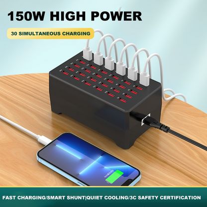 Caricatore Stazione OEM WT-268, 150W, 2.4A, 30 x USB-A, Nero