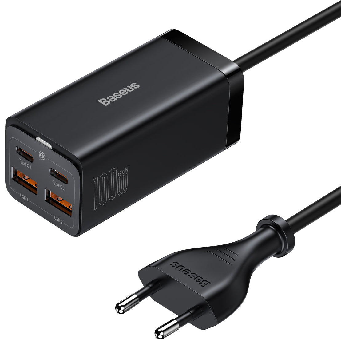 Caricabatterie Stazione USB-C Baseus GaN3 Pro, 100W, 5A, 2 x USB-A - 2 x USB-C, Nero, Ricondizionato CCGP000101