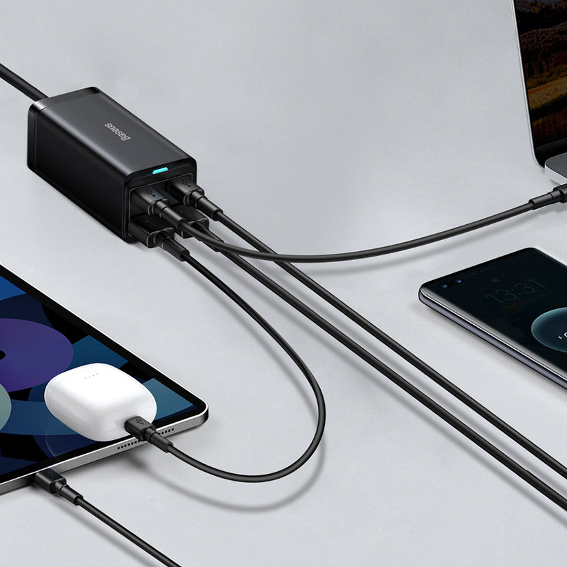 Caricabatterie Stazione USB-C Baseus GaN3 Pro, 100W, 5A, 2 x USB-A - 2 x USB-C, Nero, Ricondizionato CCGP000101