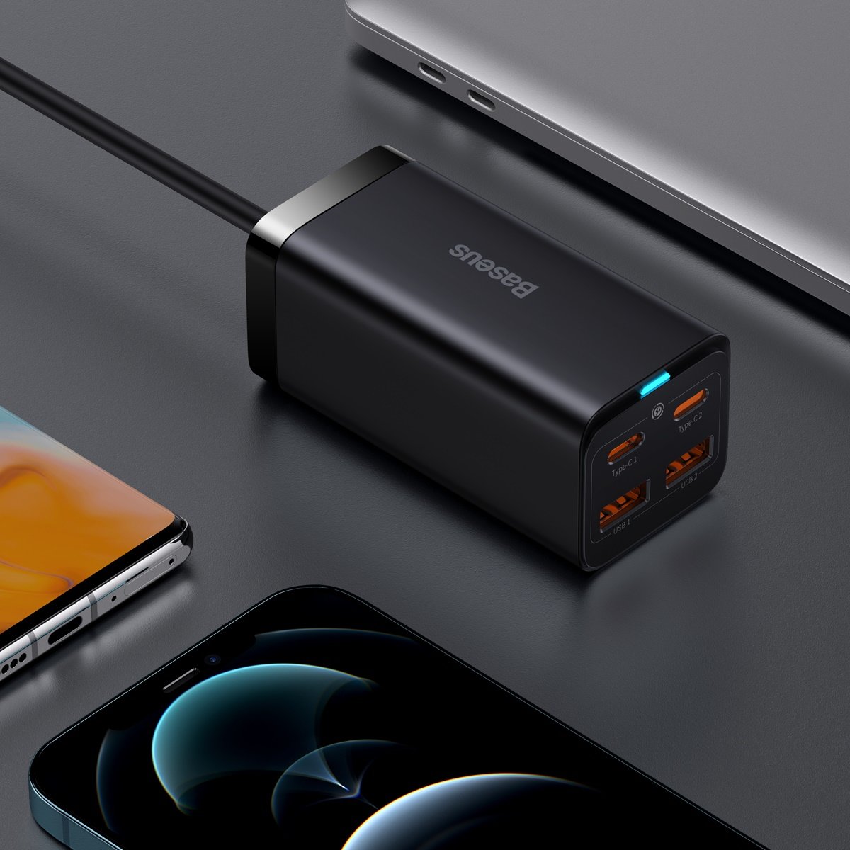 Caricabatterie Stazione USB-C Baseus GaN3 Pro, 100W, 5A, 2 x USB-A - 2 x USB-C, Nero, Ricondizionato CCGP000101