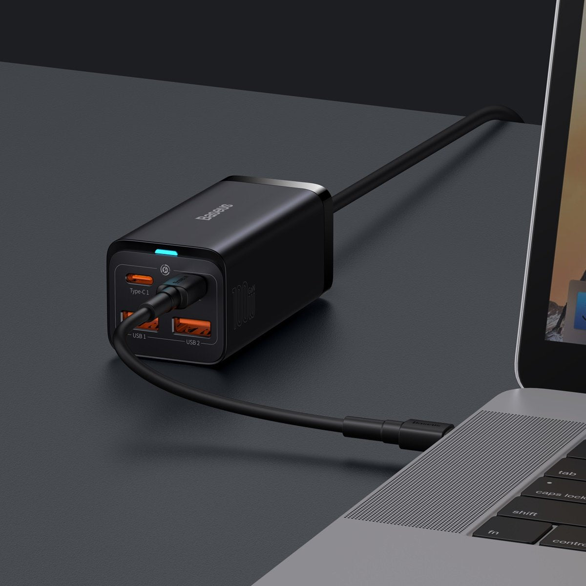 Caricabatterie Stazione USB-C Baseus GaN3 Pro, 100W, 5A, 2 x USB-A - 2 x USB-C, Nero, Ricondizionato CCGP000101