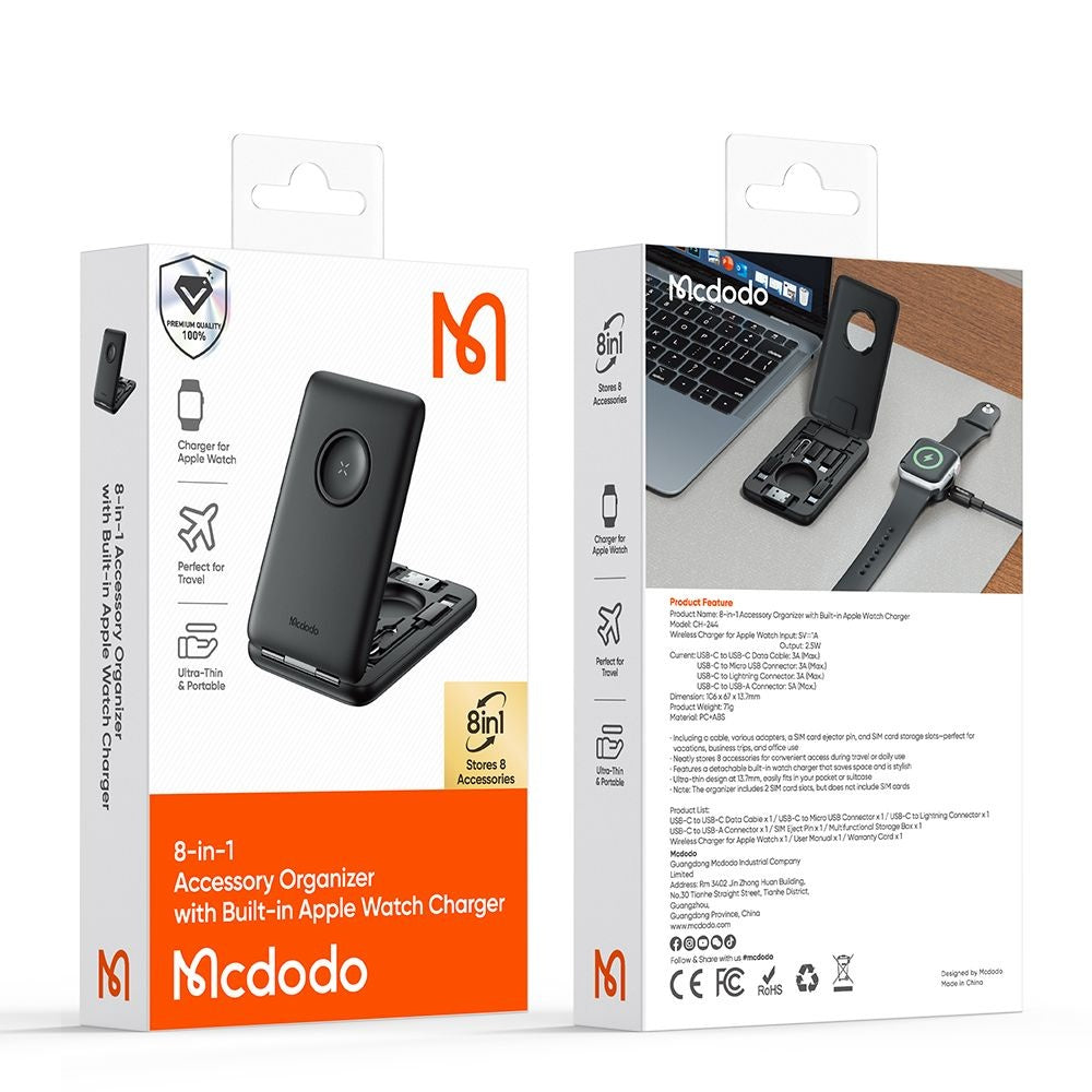 Caricabatterie Wireless McDodo CH-2440 8in1 per Apple Watch Series, Nero