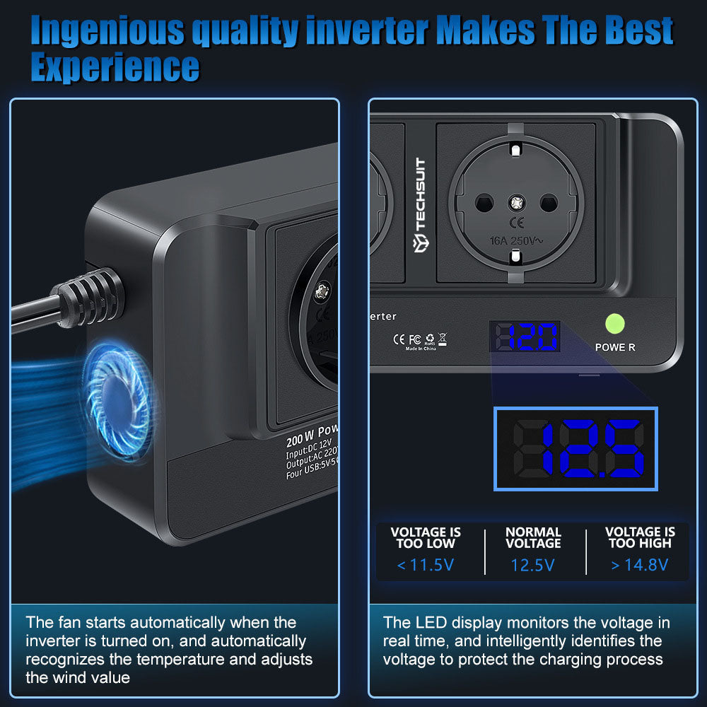 Invertitore Elettrico Auto Techsuit PowerDriveX, 200W