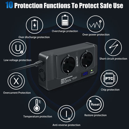 Invertitore Elettrico Auto Techsuit PowerDriveX, 200W
